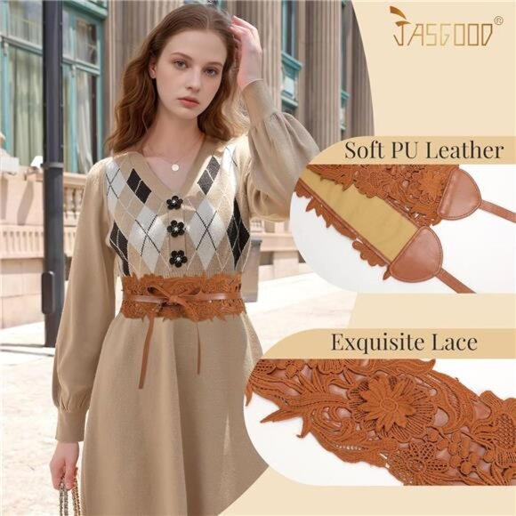 Women Lace Waist Belt Corset Waist Band Belt For Dress Obi Bowknot main image 4